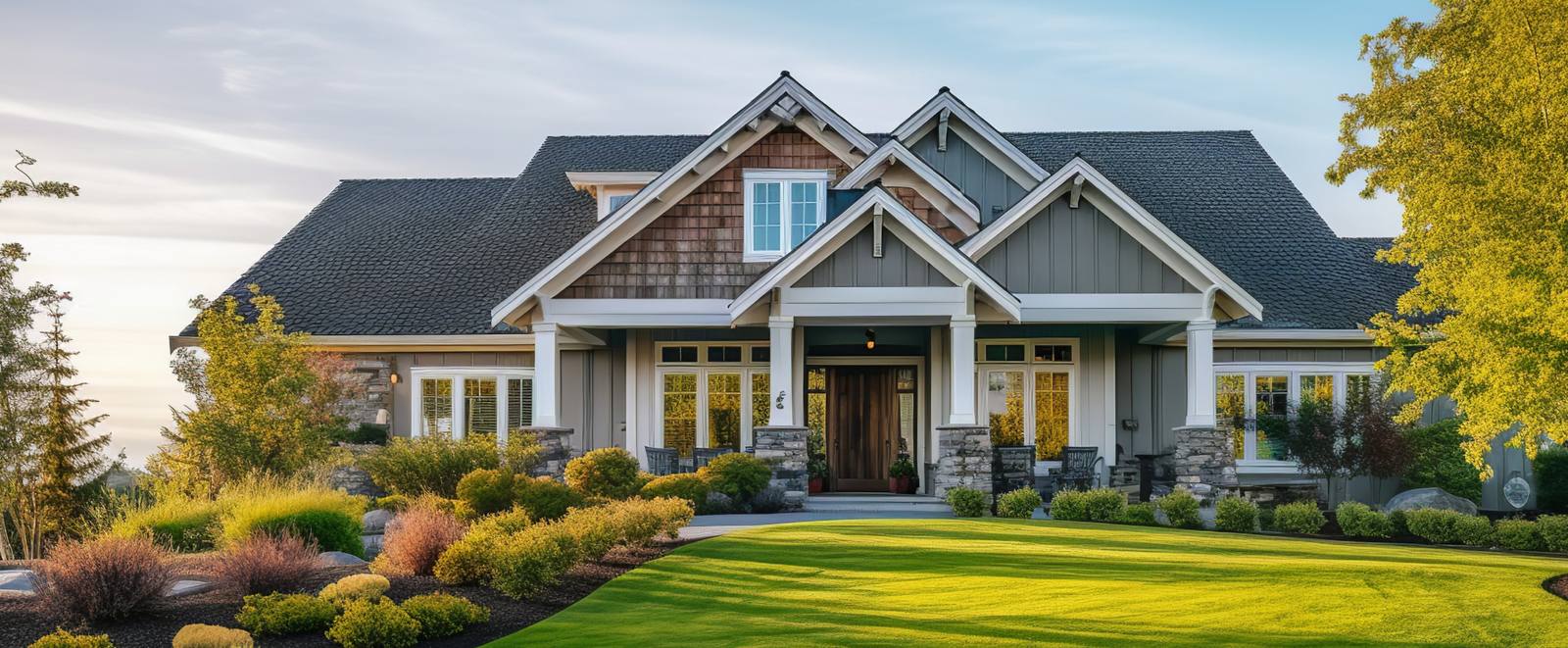 Bright modern home with landscaped front yard